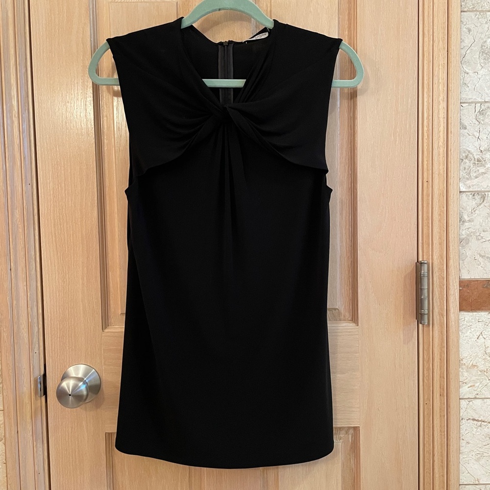 MM Lafleur Black Sleeveless Blouse with Flattering Twist Front
